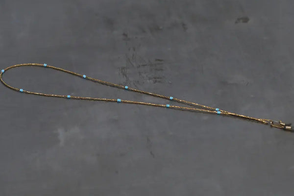 Rigards AT020CU Series Hand-hammered Copper Gemstone Eyeglass Chain RG-AT020CU-TLSS Copper + Turquoise